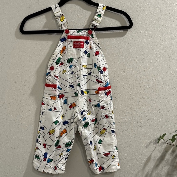 OshKosh B’gosh RARE Vintage 24M Car Print Overalls Union Workers Tag Made In USA - Picture 1 of 7